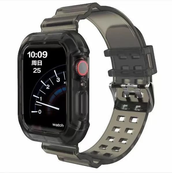 Прозрачный ремешок + чехол для Apple Watch Series 9 8 7 6 SE 5 4 45 мм 44 мм 42 мм 41 мм Прозрачный для iwatch 3 2 38 мм 40 мм каучуковый ремешок