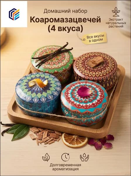 Свеча ароматическая "花香和甜香", 4 см х 6 см, 4 шт