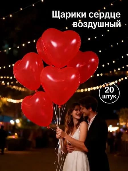 Шарики сердце воздушный 20 шт. 30 см