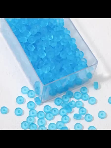 Стеклянные матовые плоские круглые бусины 3x6 мм Синий, Blue