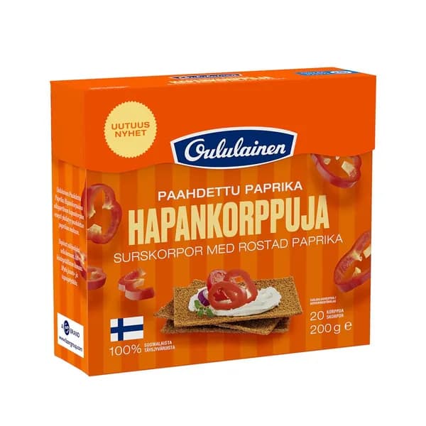Oululainen Hapankorppuja ржаные хлебцы с жареным перцем 200 г, (из Финляндии)