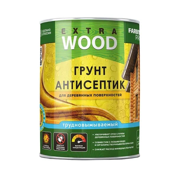 Грунт-антисептик трудновымываемый для деревянных поверх0,8 л FARBITEX ПРОФИ WOOD ЕХTRA