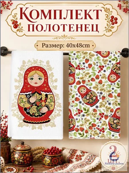 Полотенце кухонное 40x48 2 шт полиэстер малиновый