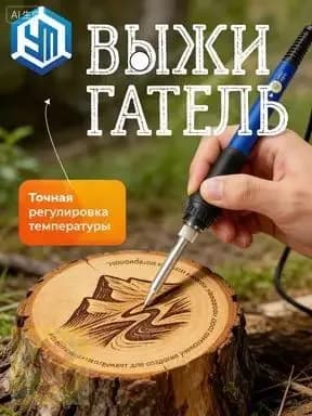 Выжигатель по дереву с набором насадок, прибор с регулировкой мощности для творчества и ремесла пирография