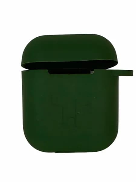 Чехол для Airpods 1/2 Silicone case, с карабином, хаки
