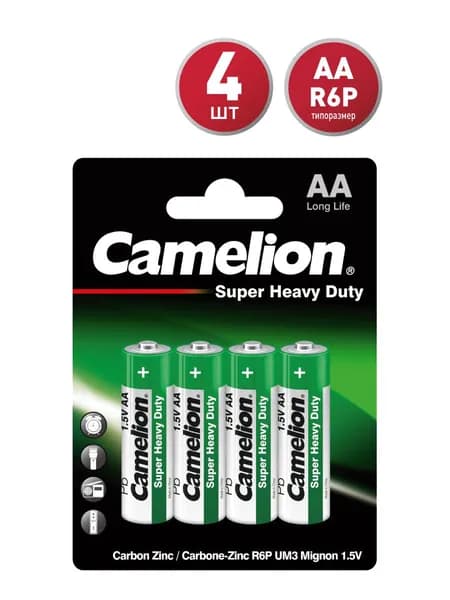 Батарейки АА пальчиковые / Camelion / AA 1,5V солевой тип, 4 шт.