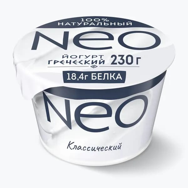 Йогурт греческий 2% 230 г, NEO, классический