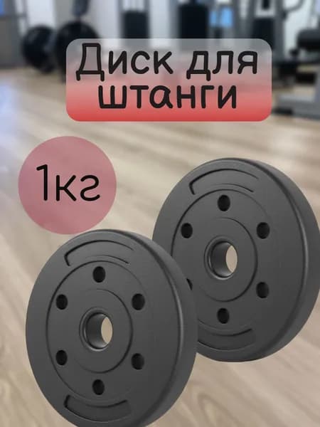 Диск для штанги. Блин для гантели 1 кг 2шт черный