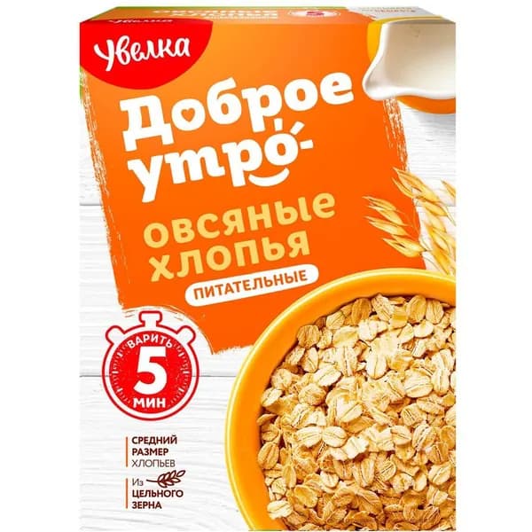Хлопья Увелка "Доброе утро" Овсяные, питательные, 400 г