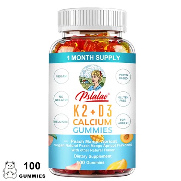 Pslalae - Жевательные конфеты с кальцием K2+D3 - Поддерживает здоровье костей и способствует усвоению кальция