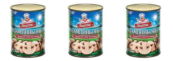 Знаток Шампиньоны с вешенками Резанные, 400 г, 3 шт