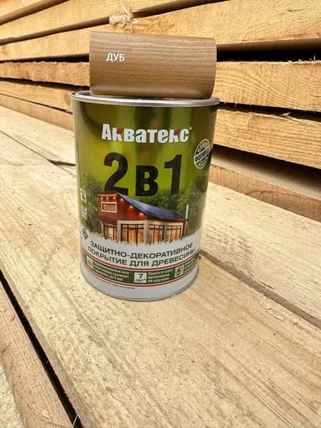 АКВАТЕКС Деревозащитный текстурирующий состав, цвет Дуб (0,8 л), формула 2 в 1: грунт и антисептик, полуматовое покрытие, Рогнеда