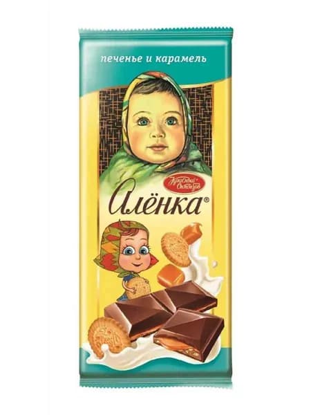Аленка Шоколад молочный с карамельной и молочной начинками и печеньем 87 г