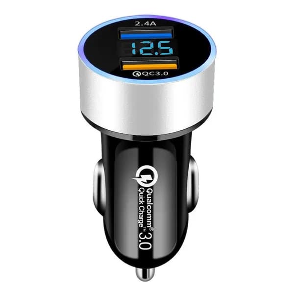 Автомобильное зарядное устройство USB 2.4A с цифровым дисплеем/быстрая зарядка QC3.0 для телефона в автомобиль
