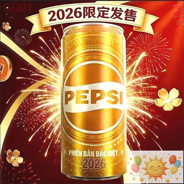 Золотая коллекционная банка газированного напитка Pepsi 2026 года