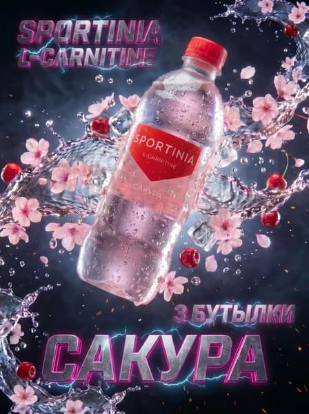 Спортивный напиток Sportinia L- Carnitin (Спортиния L-КАРНИТИН) Сакура 0,5л./3 бут.