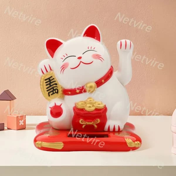 Солнечная фигурка-манекен кошки для удачи, белая, 7 6,5 8 см