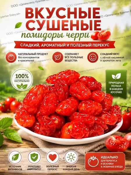 Вяленые помидоры черри, маленькие закуски, сладкие цукаты, свежие сухофрукты, кисло-сладкие и вкусные