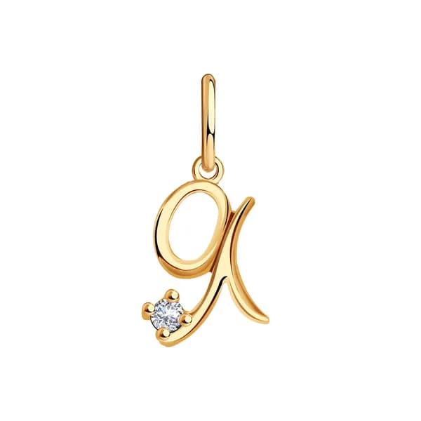 Золотая подвеска-буква Я DIAMANT-ONLINE с фианитом 375 пробы