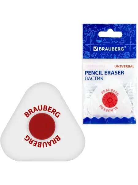 Ластик Brauberg Universal, пластиковый держатель, белый