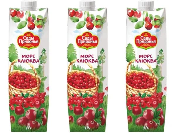 Сады Придонья Морс клюквенный 1 л, 3 шт