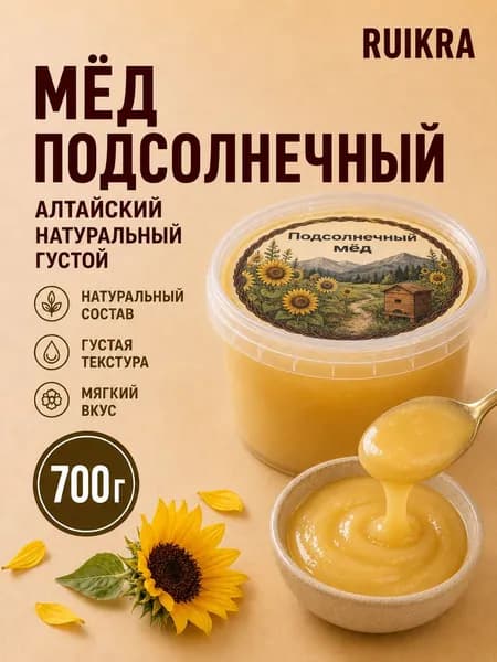 Мед натуральный Алтайский, подсолнечный, 700гр.