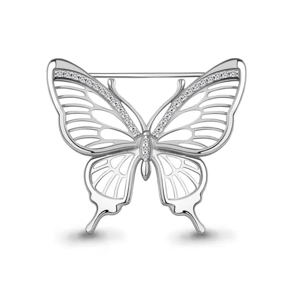 Серебряная брошь DIAMANT-ONLINE с фианитом 925 пробы