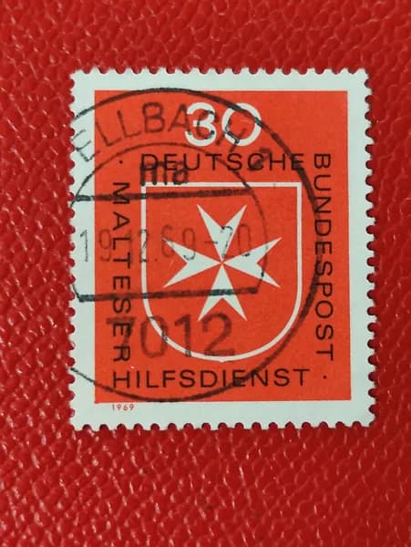 Марки Германия 1969. Серия: "Мальтийская организация по оказанию помощи". Гашение - См фото
