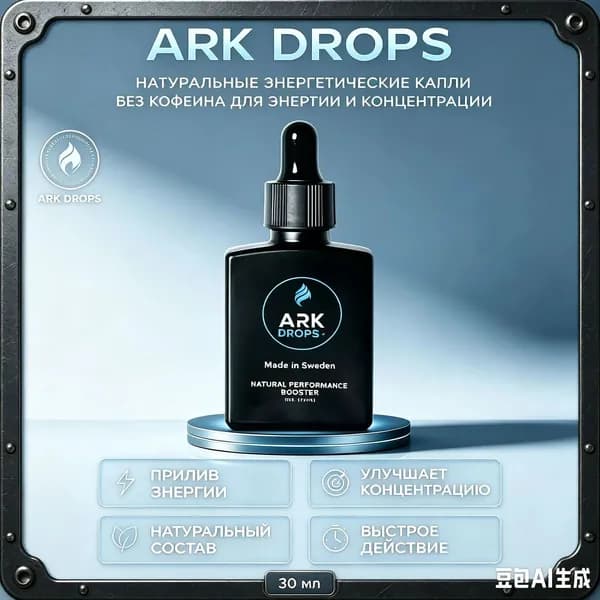 ARK DROPS натуральные энергетические капли, изотоник без сахара, без кофеина, для энергии и концентрации, 30 мл