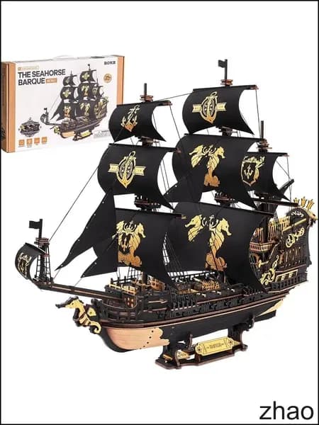 Эксклюзивный деревянный пазлсудно ROKR, модель барка The Seahorse 1/100 MCB02, собирается вручную. zhao