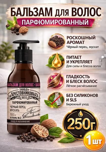 Бальзам для волос ЗБК купажъ №3 Черный перецъ, мускат, 250 г х 1шт