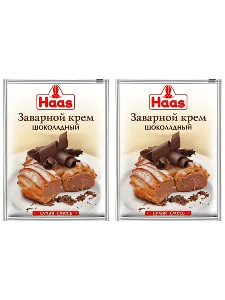 Крем Haas заварной шоколадный, 2 уп по 100 гр