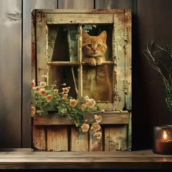 коты, постер на стену, табличка металлическая