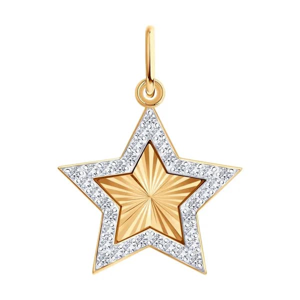 Золотая подвеска DIAMANT-ONLINE с фианитом 585 пробы
