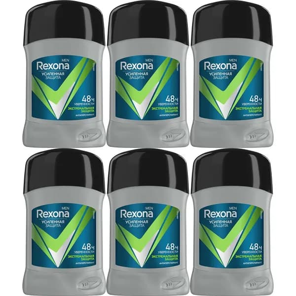 Антиперспирант стик Rexona Экстремальная защита мужской 50 мл, набор: 6 штук