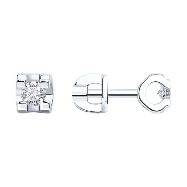 Серьги из белого золота DIAMANT-ONLINE с бриллиантом 585 пробы