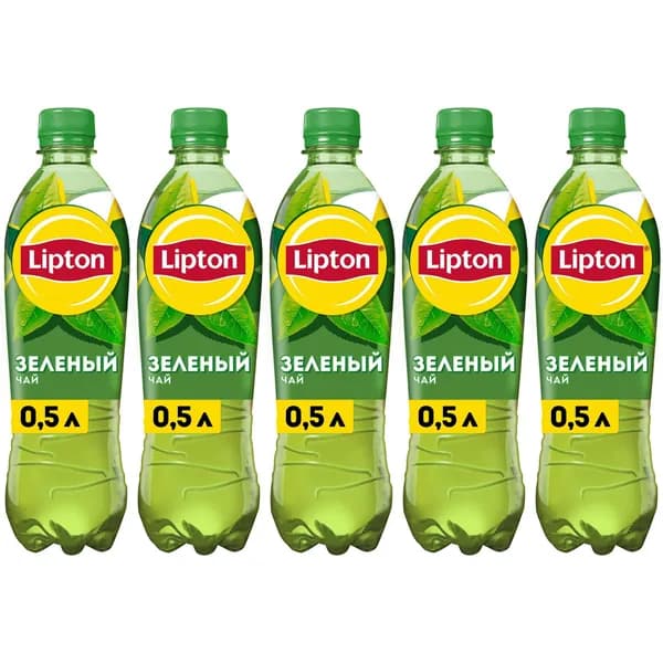 Холодный чай Lipton зеленый 500 мл, набор: 5 штук