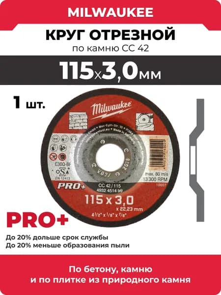 Milwaukee Круг отрезной 115 x 3 x 22.2