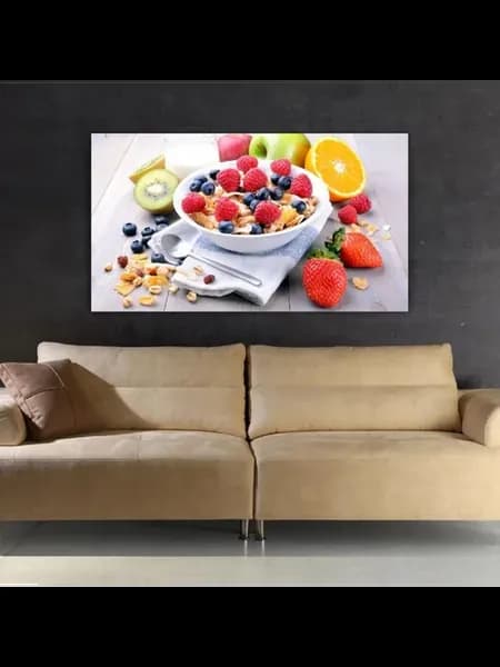 Картина на холсте, 40x60, Ягоды малина мюсли