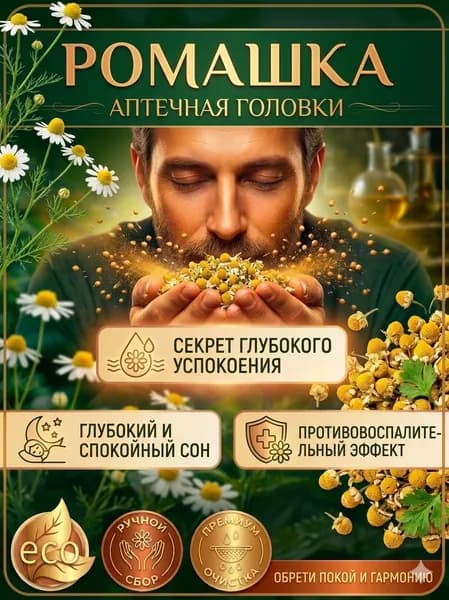 Ромашка аптечная сушеная, ручной травяной сбор