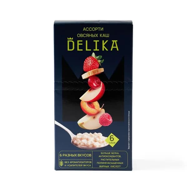 Каша овсяная ассорти, Delika, 6 шт., 240 г, Россия