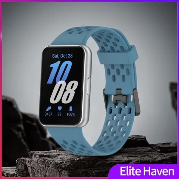 Силиконовый ремешок для Samsung Galaxy Fit3 (SM-R390) с двойной металлической пряжкой и перфорацией