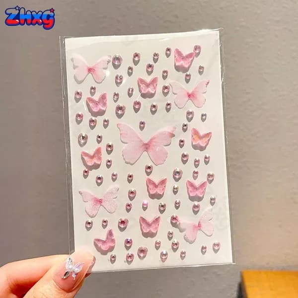 Наклейки-бабочки для лица из тонкой вуали , 3D-стикеры со стразами для детских выступлений и концертов