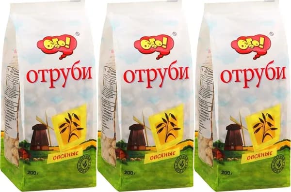 Отруби Ого! овсяные, комплект: 3 упаковки по 200 г
