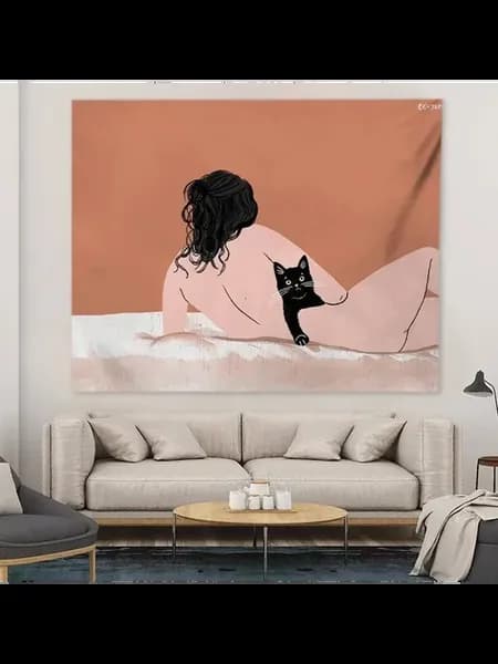 Гобелен 150x100см с котом, декор на с