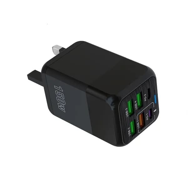 150W USB C Зарядное Устройство с 6 Порта, Черный - UK