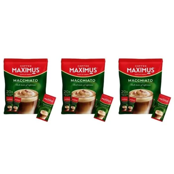 Maximus Кофейный напиток растворимый Macchiato 3в1, в уп 20 шт по 25 г, 3уп
