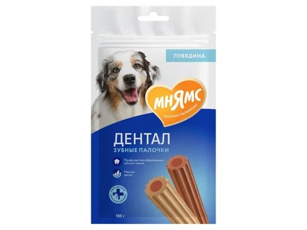 Мнямс Dental / Лакомство для собак Зубные палочки с Говядиной ,100 г