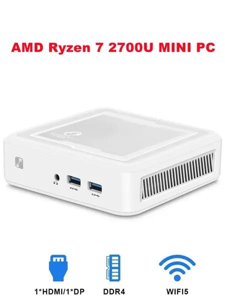 Мини-ПК AMD Ryzen 7 2700U мини ПК (AMD Ryzen 7 2700U, RAM 16 ГБ, SSD 1000 ГБ, AMD Radeon, Windows 11 Pro), 中国, слоновая кость