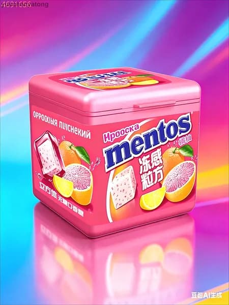 Жевательная резинка Mentos без сахара Холодный кубик со вкусом апельсина и грейпфрута, 46 г